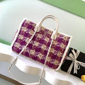 Chanel AS5689 25N Shopping Bag Tweed Shearling Lambskin Purple£¦ Brown