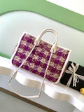 Chanel AS5689 25N Shopping Bag Tweed Shearling Lambskin Purple£¦ Brown