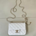 Chanel AS5758 Mini Flap Bag White Lambskin 17cm Light Gold