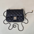 Chanel AS5758 Mini Flap Bag Black Lambskin 17cm Light Gold