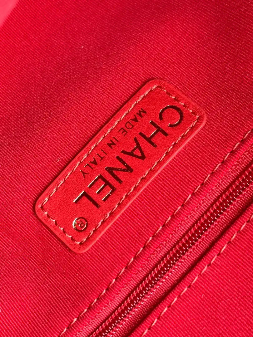 Chanel AS5792 25C Large Bowling Bag Tweed & Gold Metal  Red Pink & Black