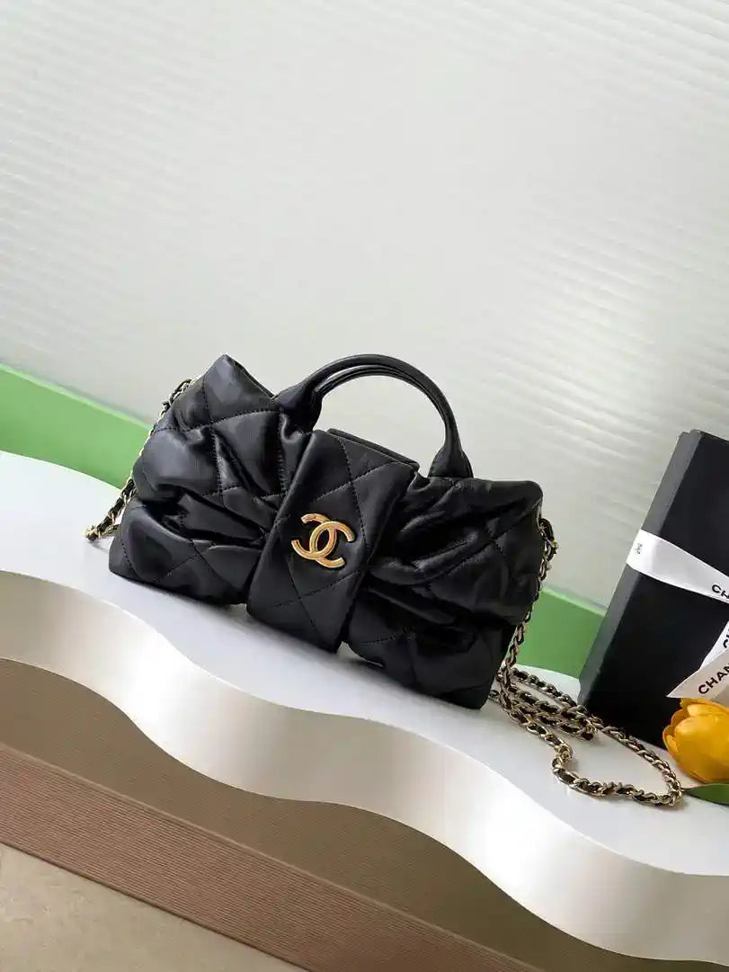 Chanel AS5849 Mini Bow Bag Lambskin & Gold-Tone Metal  Black