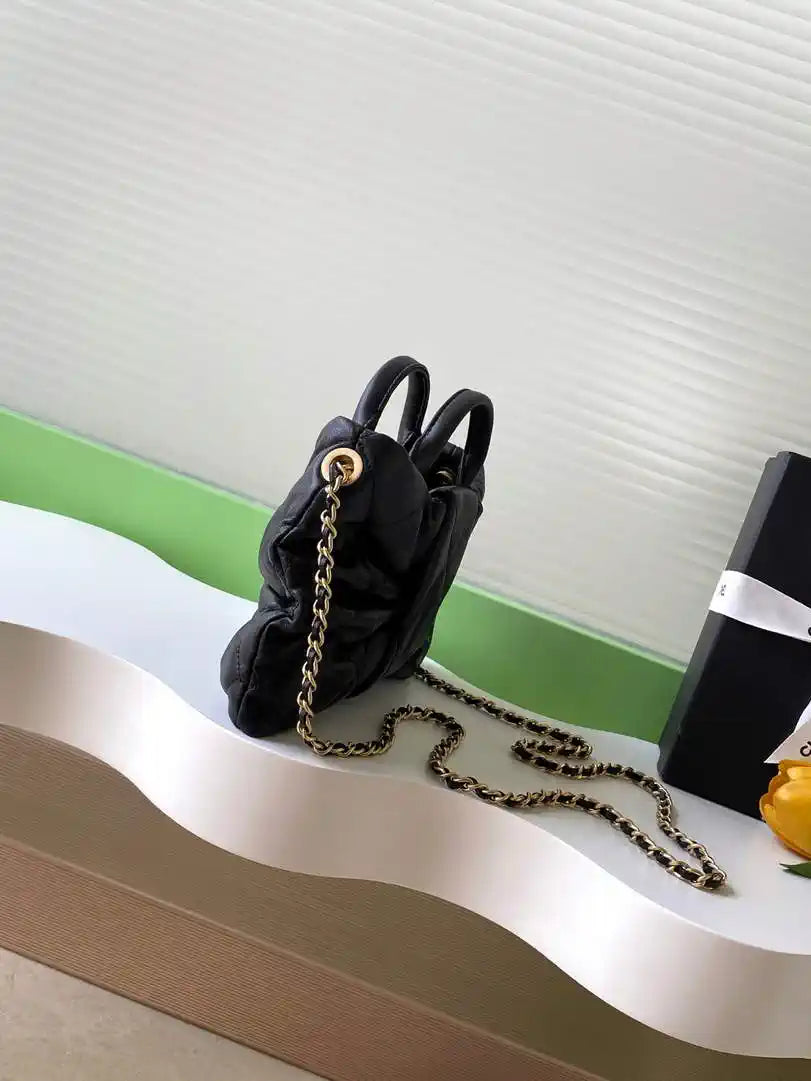 Chanel AS5849 Mini Bow Bag Lambskin & Gold-Tone Metal  Black