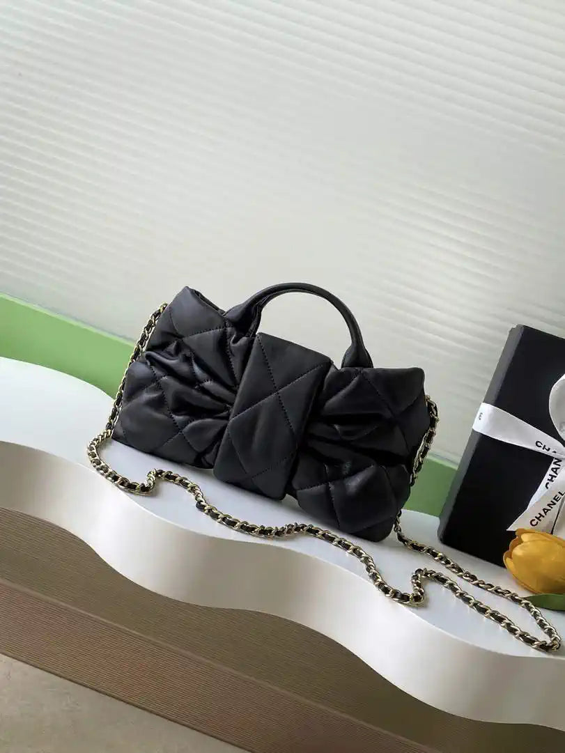 Chanel AS5849 Mini Bow Bag Lambskin & Gold-Tone Metal  Black