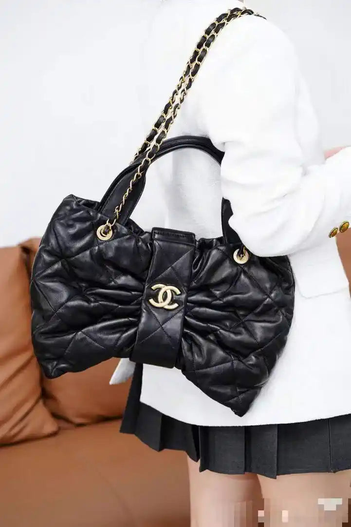 Chanel AS5849 Mini Bow Bag Lambskin & Gold-Tone Metal  Black