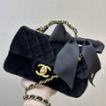 Chanel AS5875 Mini Flap Bag with Top Handle Tweed  Black