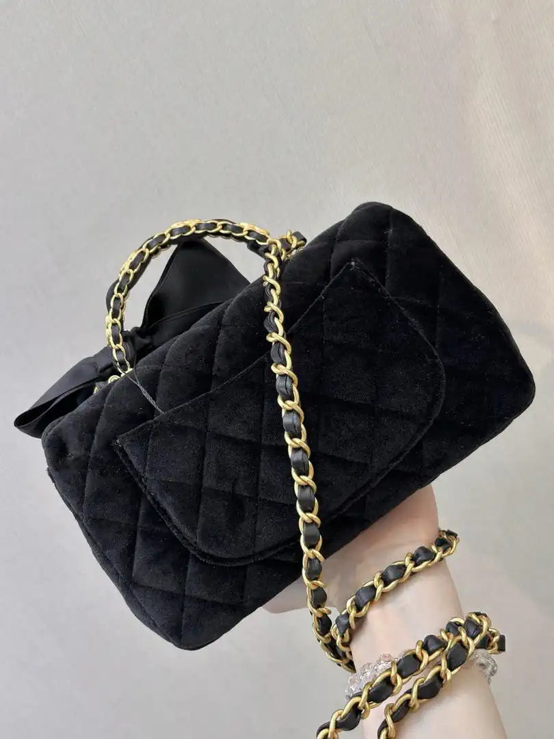 Chanel AS5875 Mini Flap Bag with Top Handle Tweed  Black