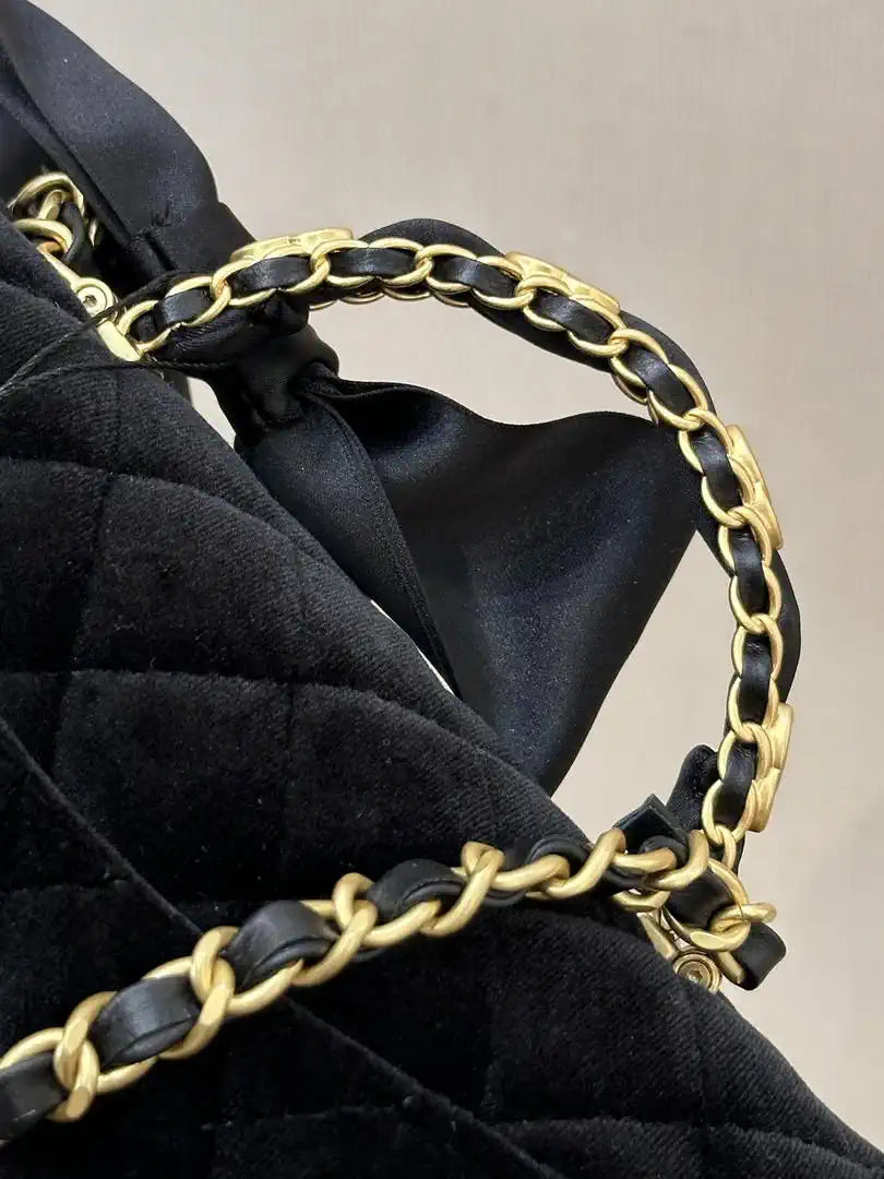 Chanel AS5875 Mini Flap Bag with Top Handle Tweed  Black
