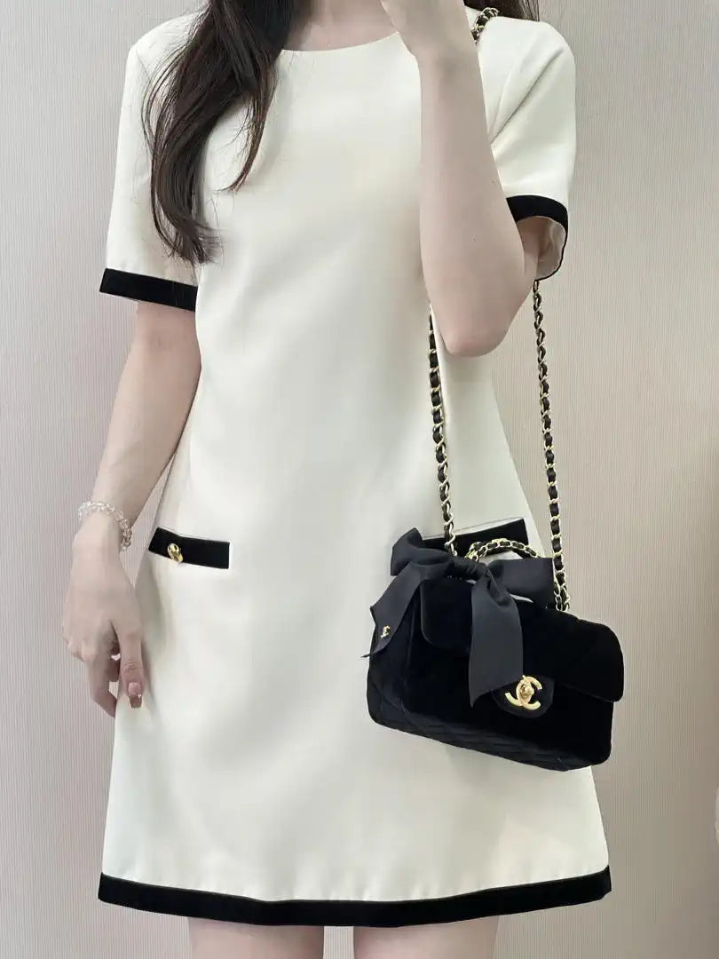 Chanel AS5875 Mini Flap Bag with Top Handle Tweed  Black