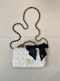 Chanel AS5875 Mini Flap Bag with Top Handle White & Black