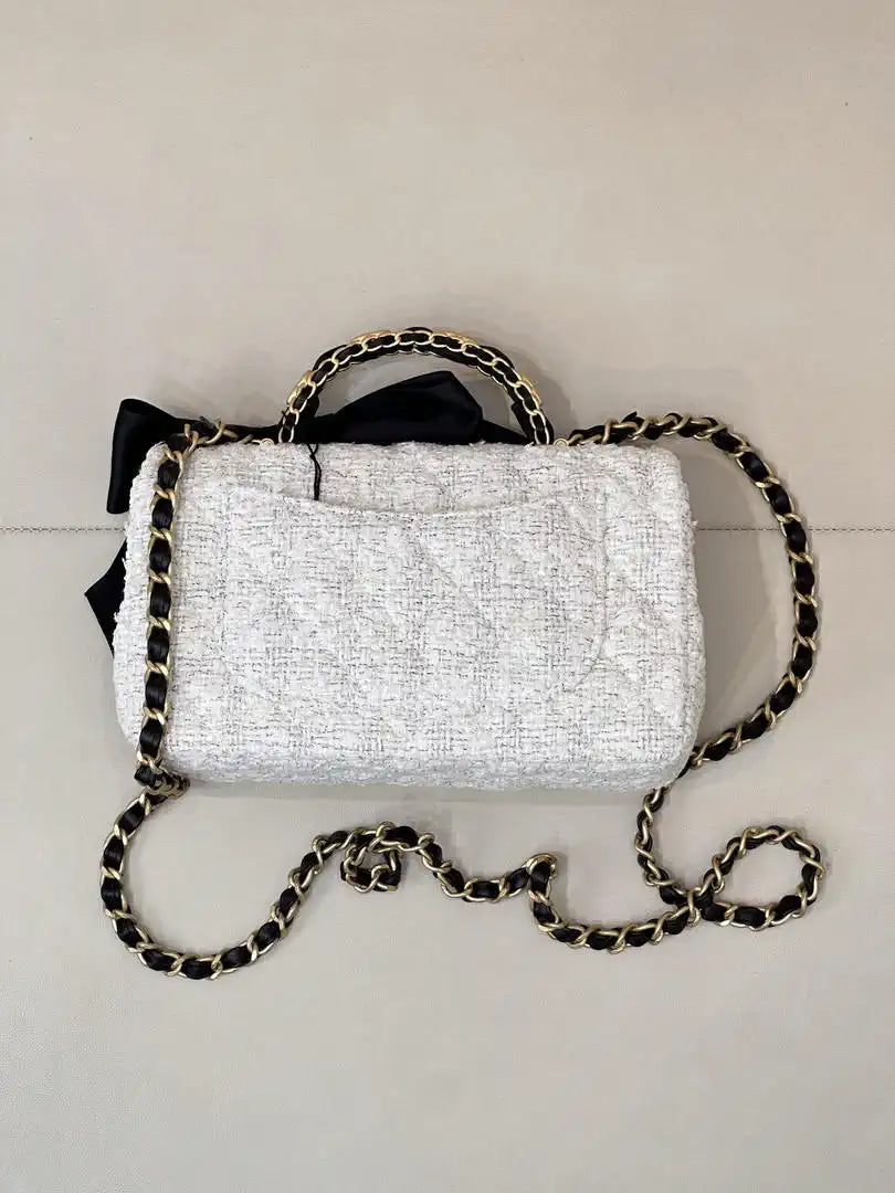 Chanel AS5875 Mini Flap Bag with Top Handle White & Black