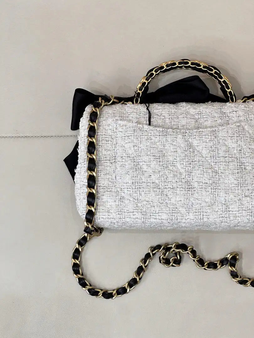 Chanel AS5875 Mini Flap Bag with Top Handle White & Black