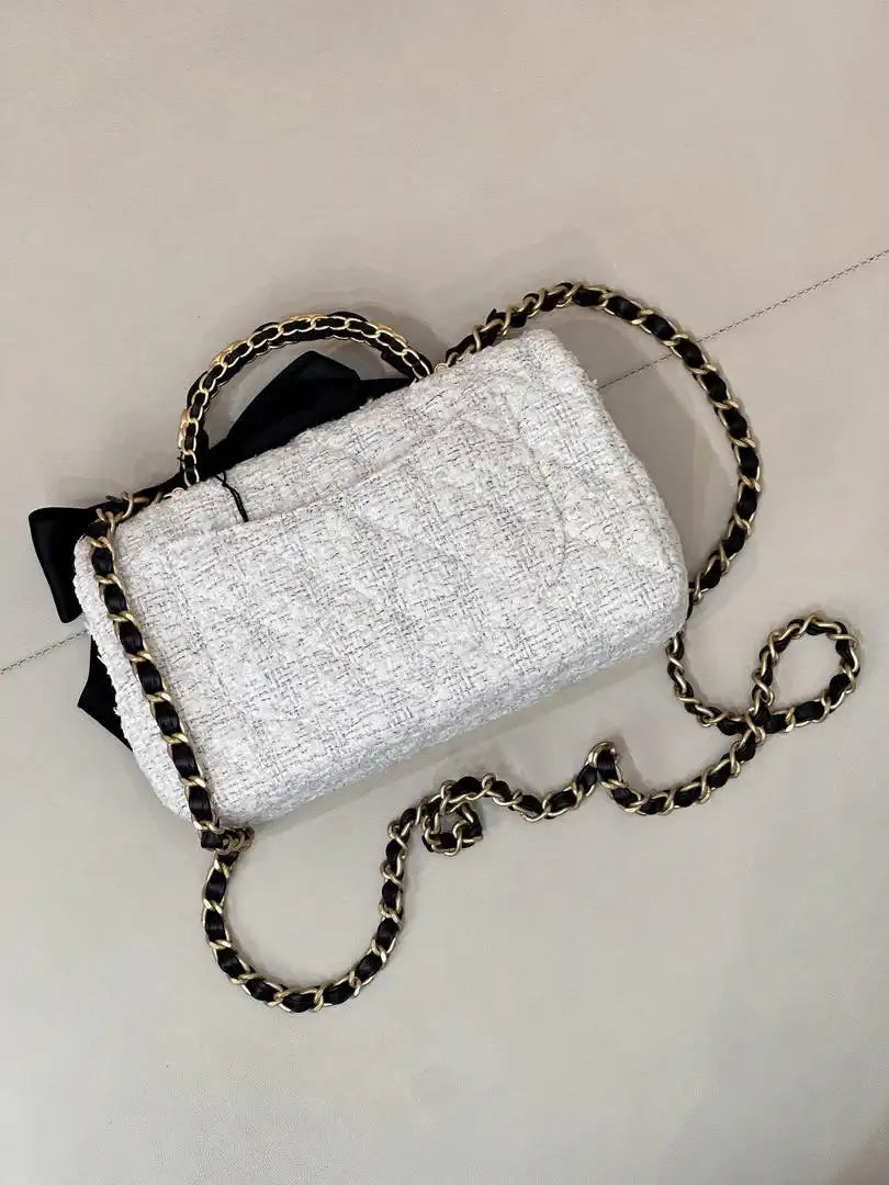 Chanel AS5875 Mini Flap Bag with Top Handle White & Black