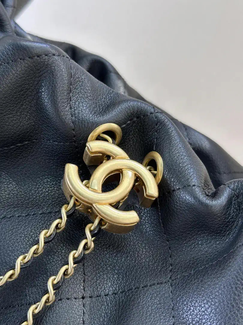 Chanel AS5967 26C Large Hobo Handbag Calfskin & Gold-Tone Metal Black