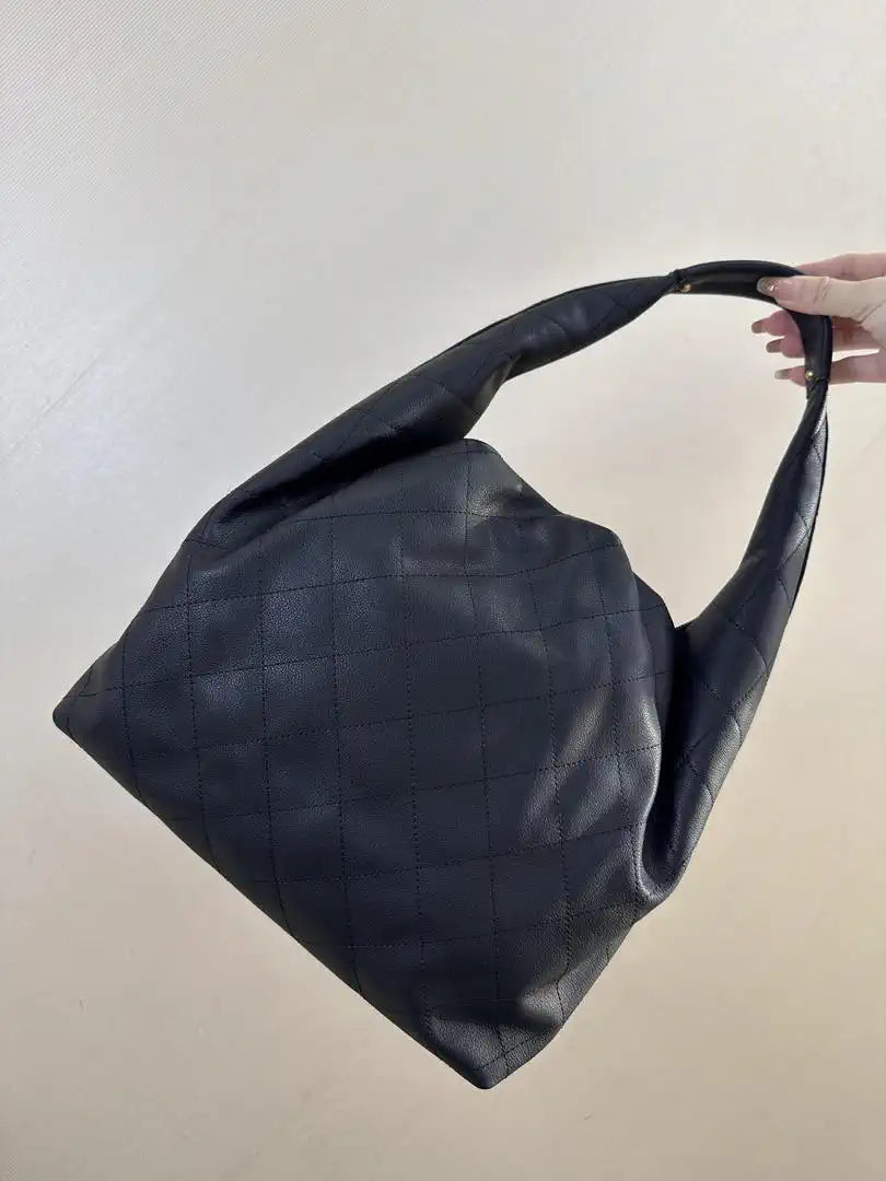 Chanel AS5967 26C Large Hobo Handbag Calfskin & Gold-Tone Metal Black