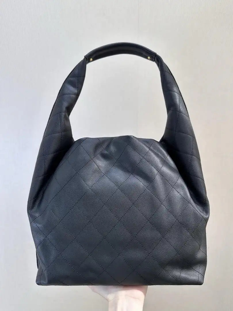 Chanel AS5967 26C Large Hobo Handbag Calfskin & Gold-Tone Metal Black