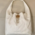Chanel AS5967 26C Large Hobo Handbag Calfskin & Gold-Tone Metal Ligth beige