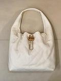 Chanel AS5967 26C Large Hobo Handbag Calfskin & Gold-Tone Metal Ligth beige