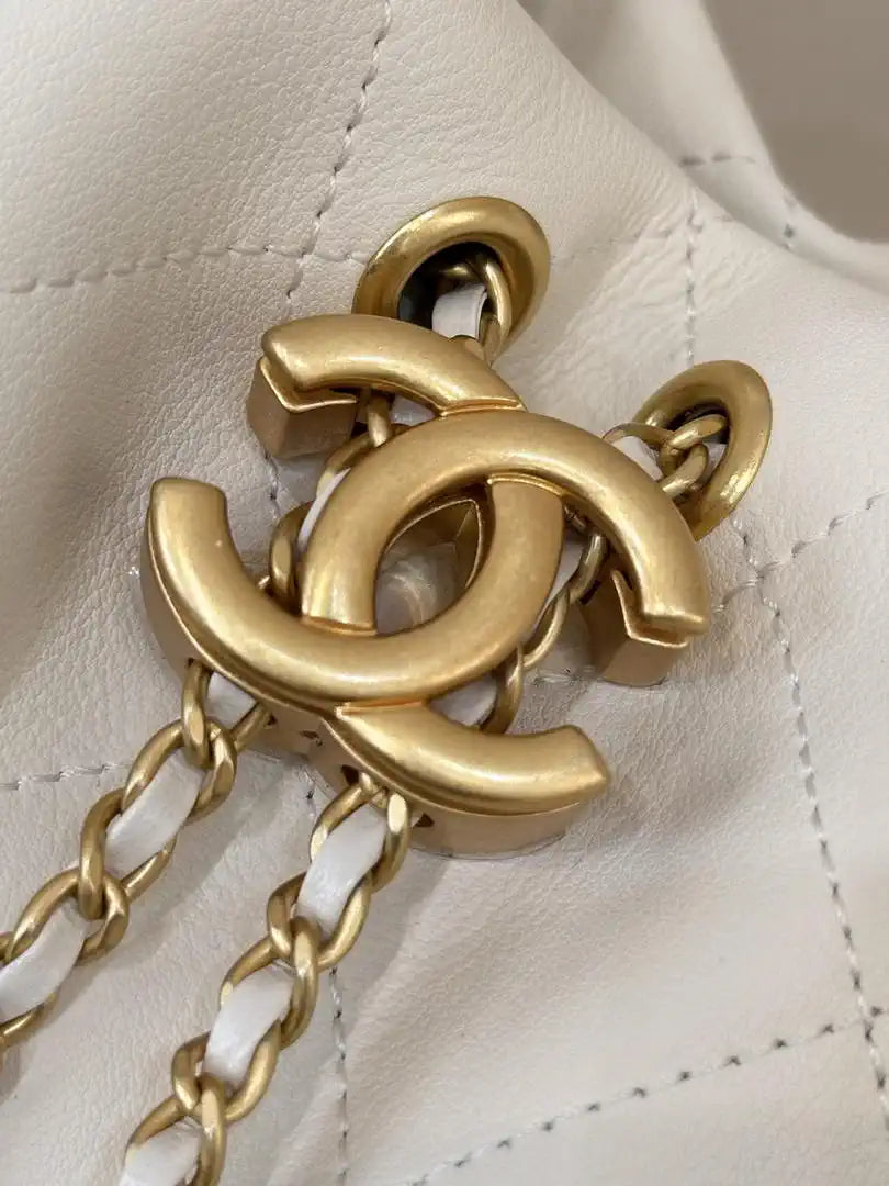 Chanel AS5967 26C Large Hobo Handbag Calfskin & Gold-Tone Metal Ligth beige