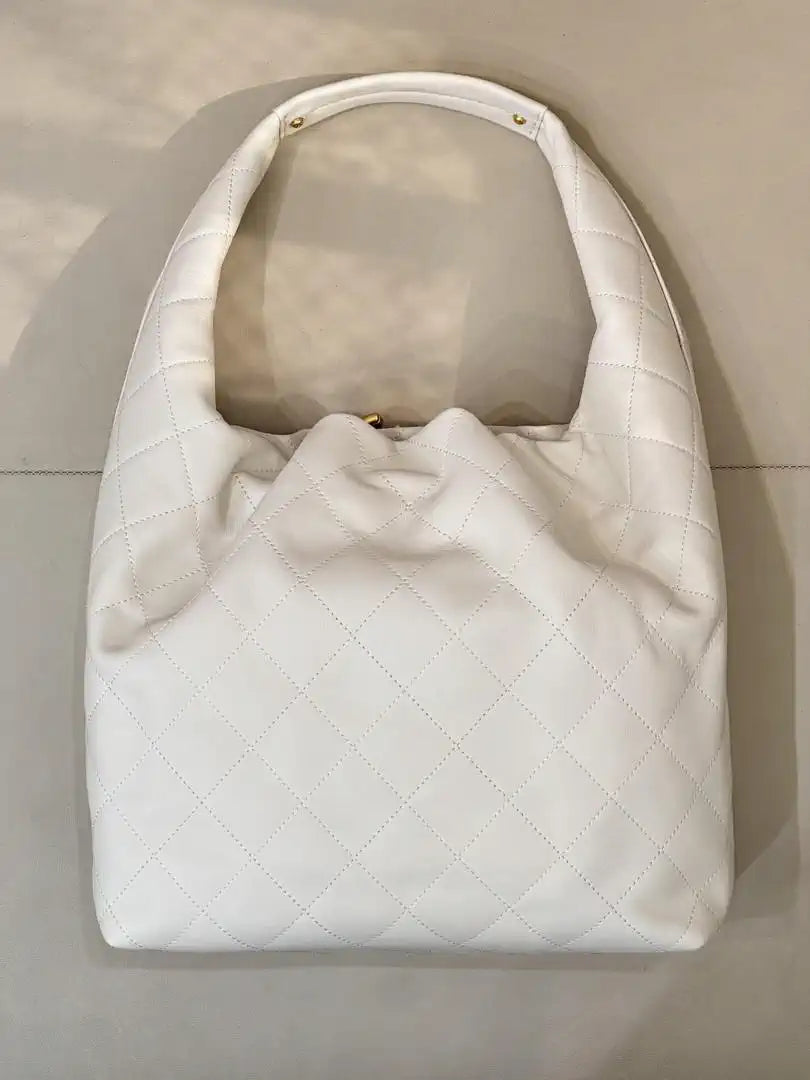 Chanel AS5967 26C Large Hobo Handbag Calfskin & Gold-Tone Metal Ligth beige