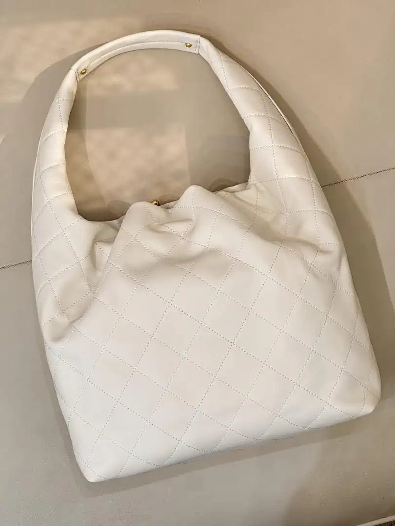 Chanel AS5967 26C Large Hobo Handbag Calfskin & Gold-Tone Metal Ligth beige