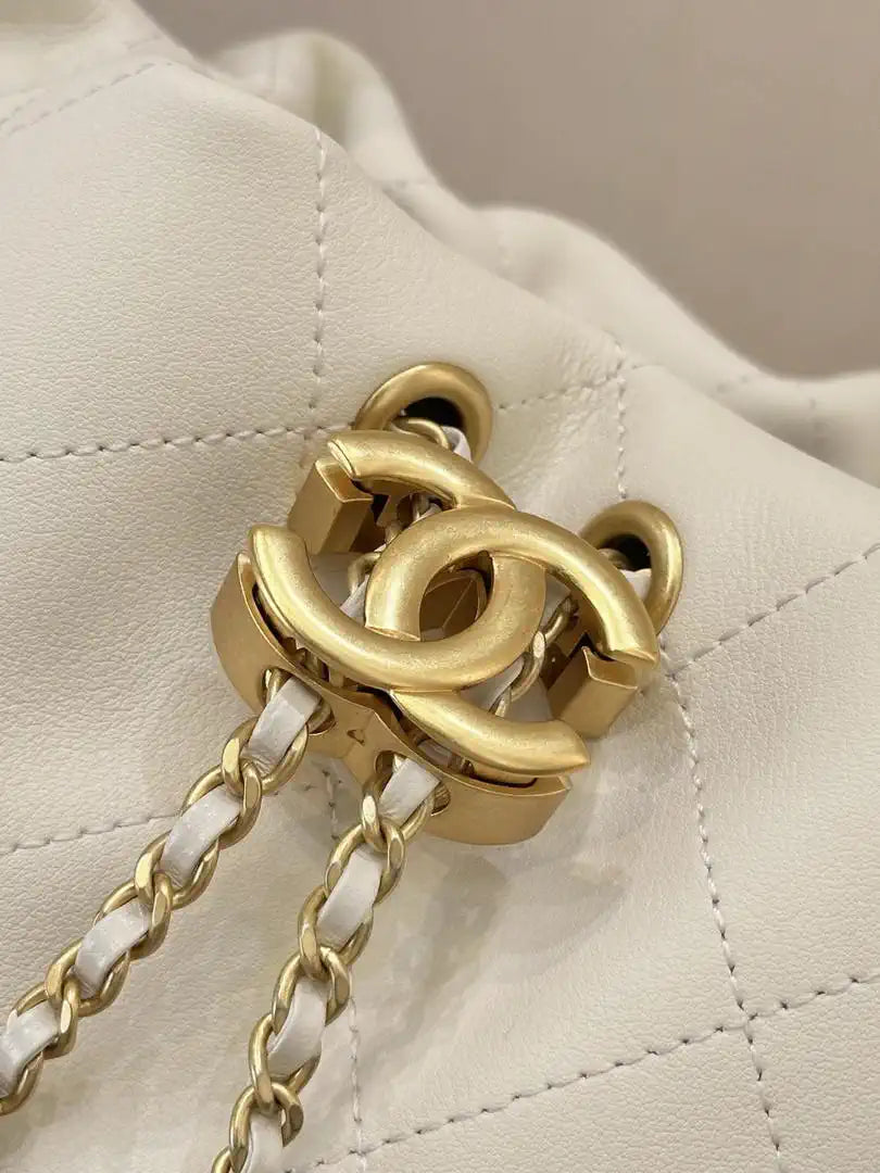 Chanel AS5976 Hobo Handbag Calfskin & Gold-Tone Metal Light Beige