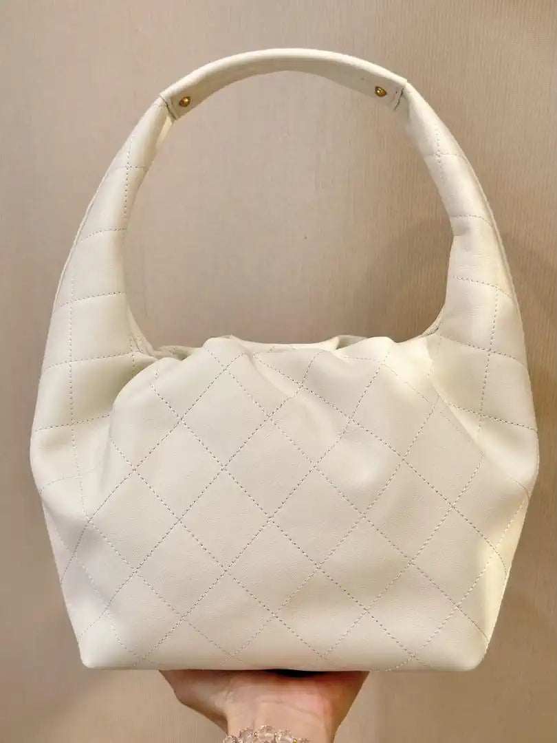 Chanel AS5976 Hobo Handbag Calfskin & Gold-Tone Metal Light Beige