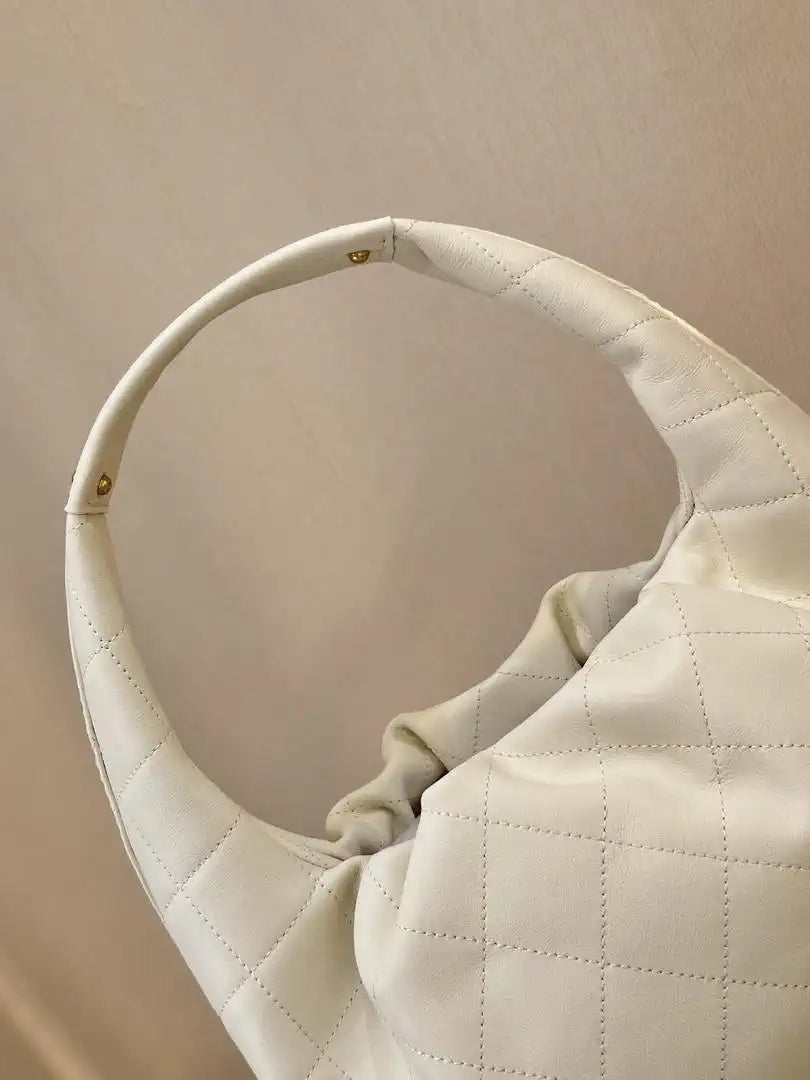 Chanel AS5976 Hobo Handbag Calfskin & Gold-Tone Metal Light Beige