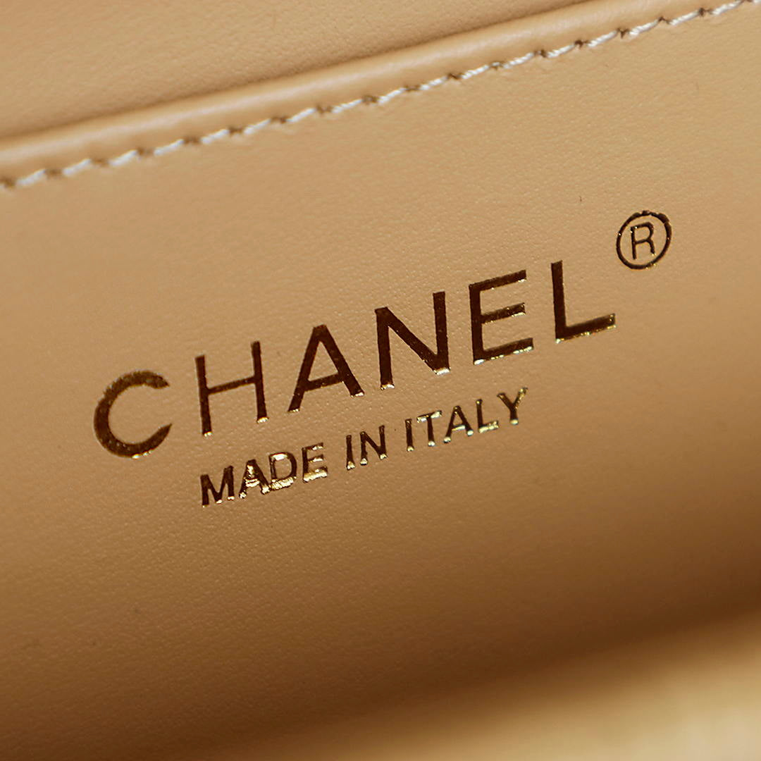 Chanel AS5984 Mini Flap Bag with Top Handle Braided Rattan & Gold-Tone Metal  Beige