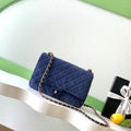 Chanel AS5987 Flap 26cm Suede Calfskin Lambskin & Gold-Tone Metal Navy Blue