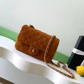Chanel AS5989 Mini Flap  20cm Suede Calfskin Lambskin & Gold-Tone Metal Dark Beige