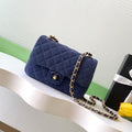 Chanel AS5989 Mini Flap  20cm Suede Calfskin Lambskin & Gold-Tone Metal Navy Blue