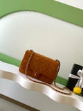 Chanel AS5991  Flap 24cm Suede Calfskin Lambskin & Gold-Tone Metal Dark Beige