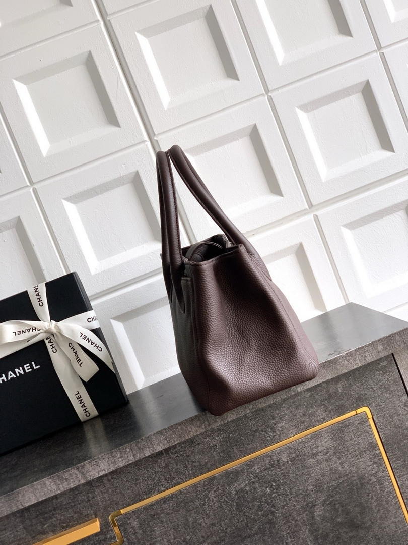 Chanel AS6055 Cerf Leather Exterior Small Tote Bags grayish brown