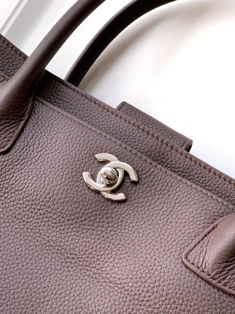 Chanel AS6055 Cerf Leather Exterior Small Tote Bags grayish brown