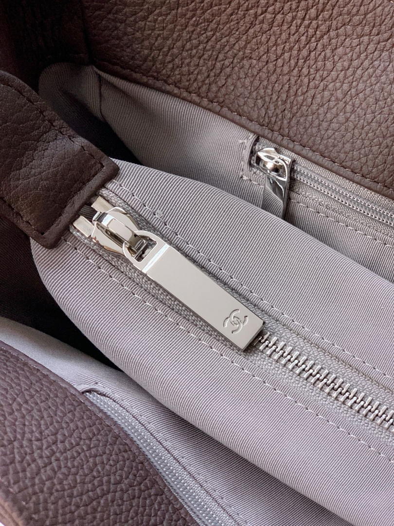 Chanel AS6055 Cerf Leather Exterior Small Tote Bags grayish brown