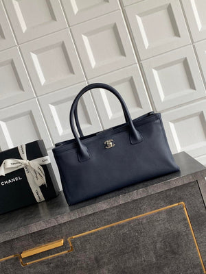 Chanel AS6055 Cerf Leather Exterior Small Tote Bags Navy Blue - Default Title - View 1