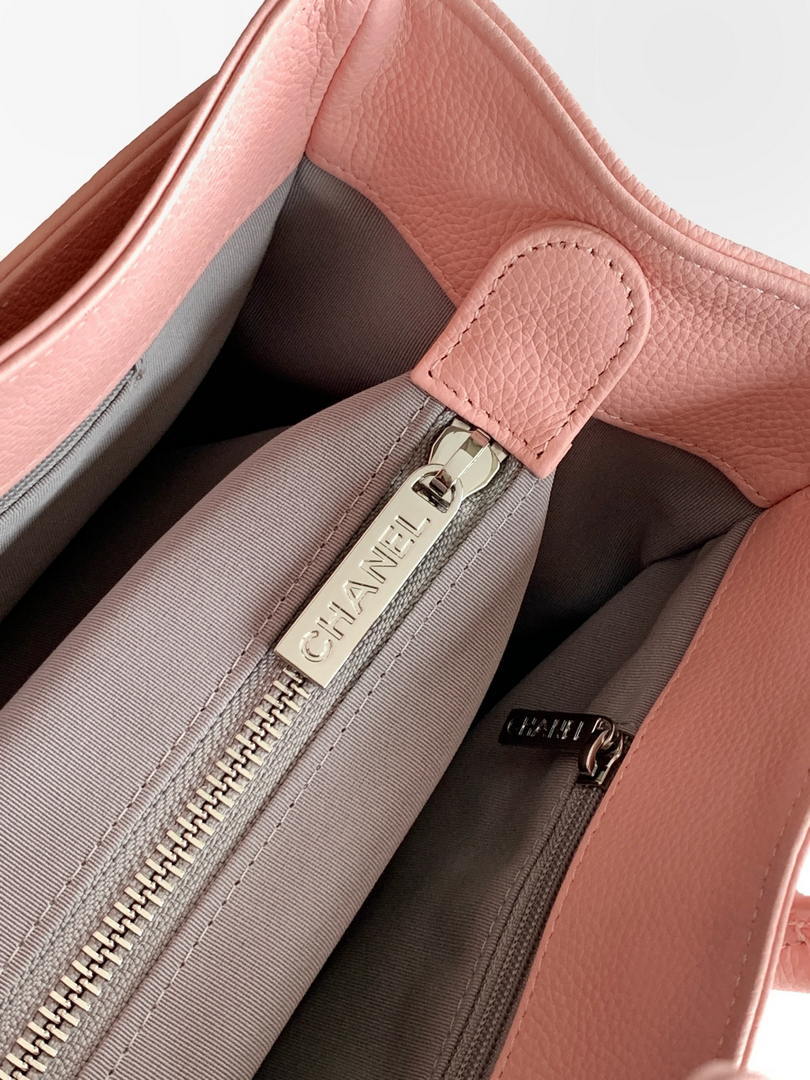 Chanel AS6055 Cerf Leather Exterior Small Tote Bags Bag Pink