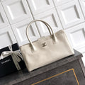 Chanel AS6055 Cerf Leather Exterior Small Tote Bags White - Default Title - View 1