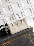 Chanel AS6055 Cerf Leather Exterior Small Tote Bags White