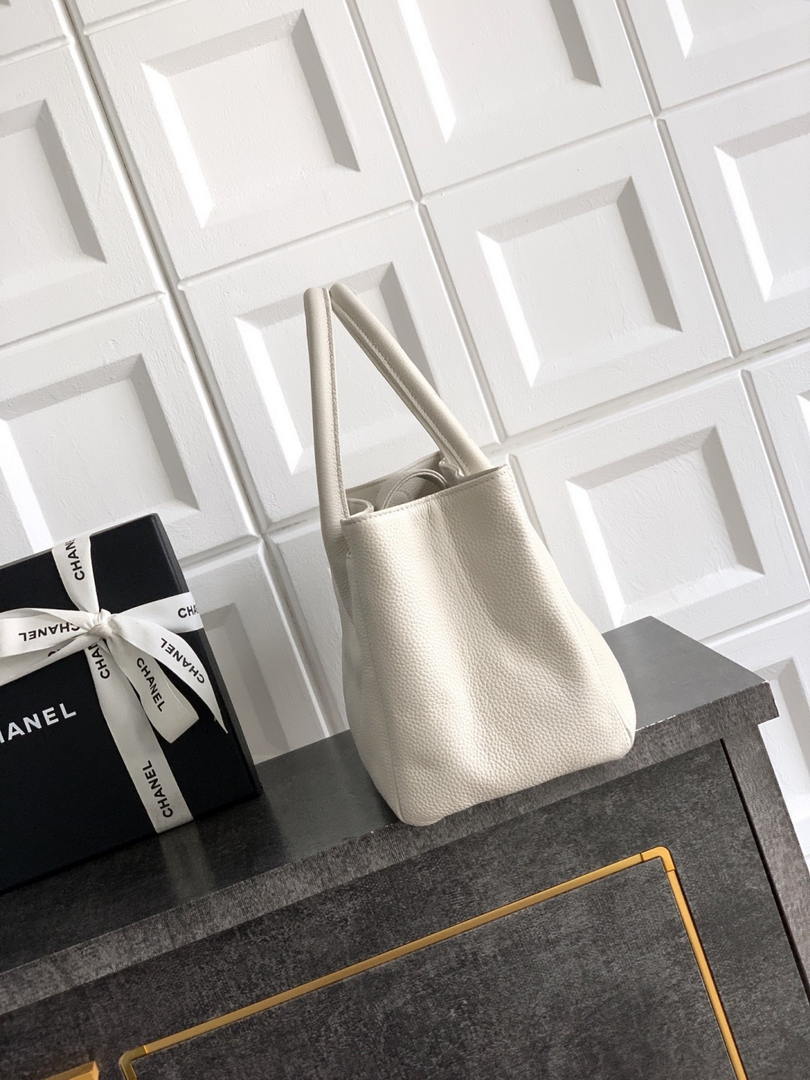 Chanel AS6055 Cerf Leather Exterior Small Tote Bags White - Default Title - View 2