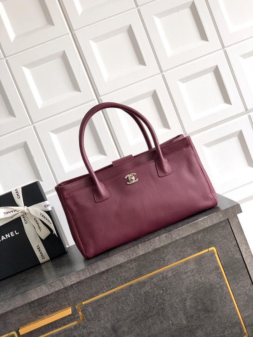 Chanel AS6055 Cerf Leather Exterior Small Tote Bags Bag Wine Red