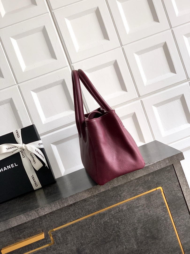 Chanel AS6055 Cerf Leather Exterior Small Tote Bags Bag Wine Red - Default Title - View 2