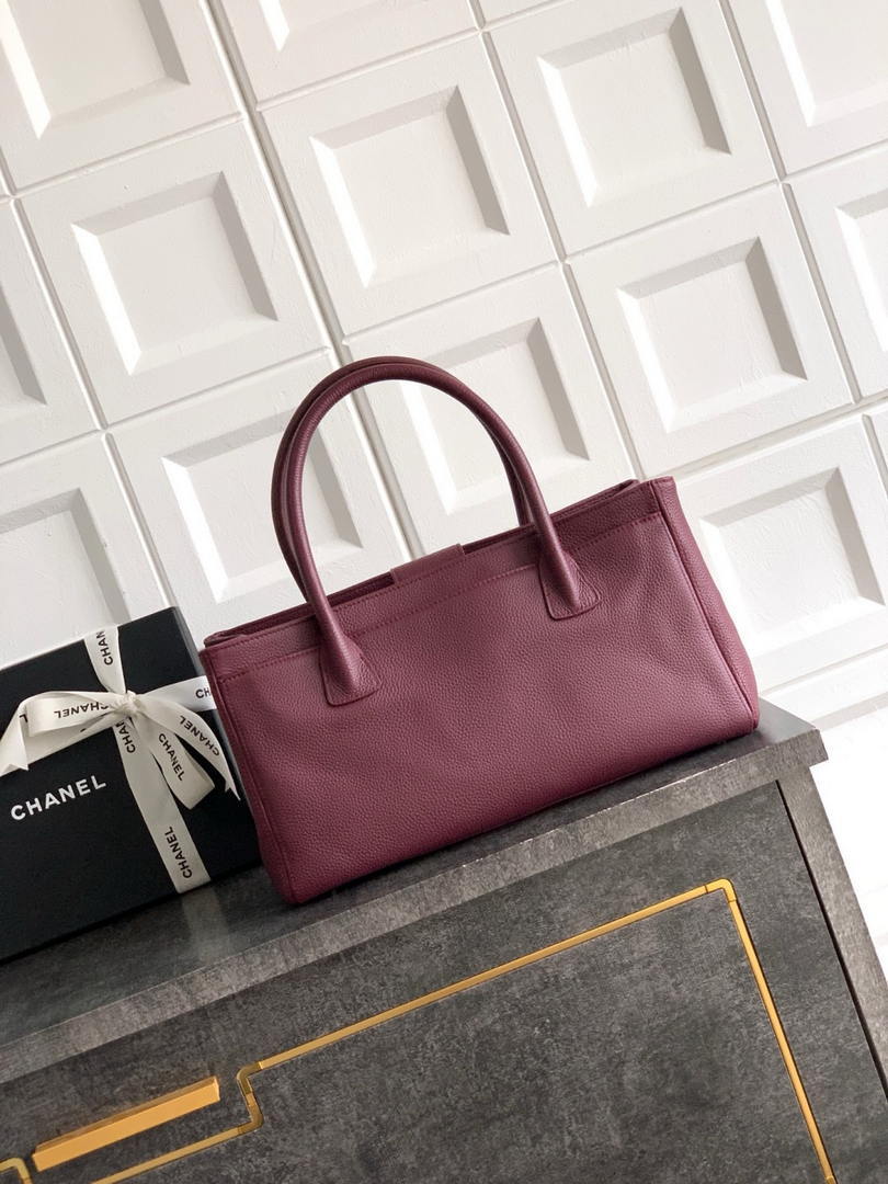 Chanel AS6055 Cerf Leather Exterior Small Tote Bags Bag Wine Red