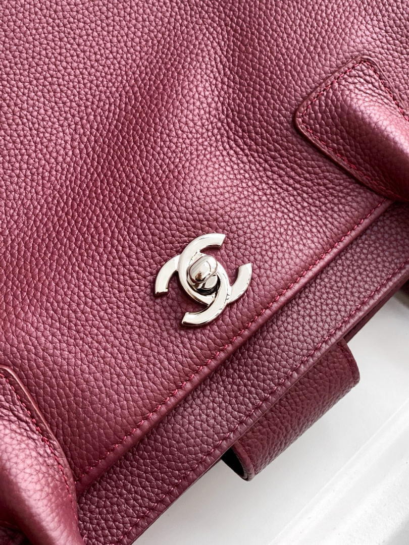 Chanel AS6055 Cerf Leather Exterior Small Tote Bags Bag Wine Red
