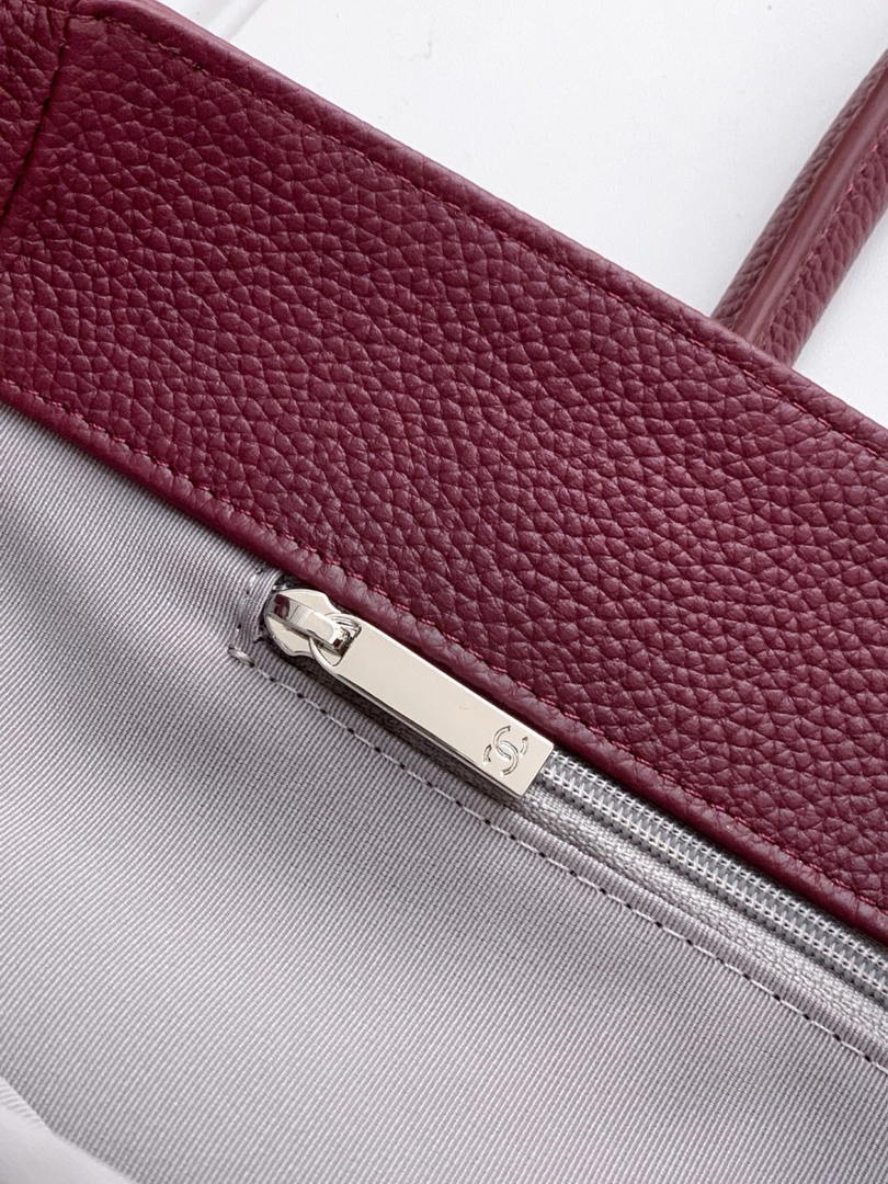 Chanel AS6055 Cerf Leather Exterior Small Tote Bags Bag Wine Red