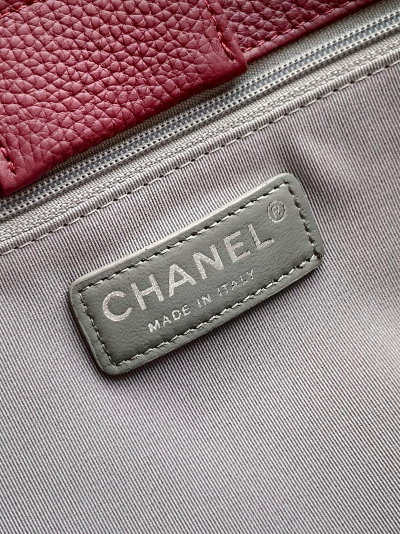 Chanel AS6055 Cerf Leather Exterior Small Tote Bags Bag Wine Red