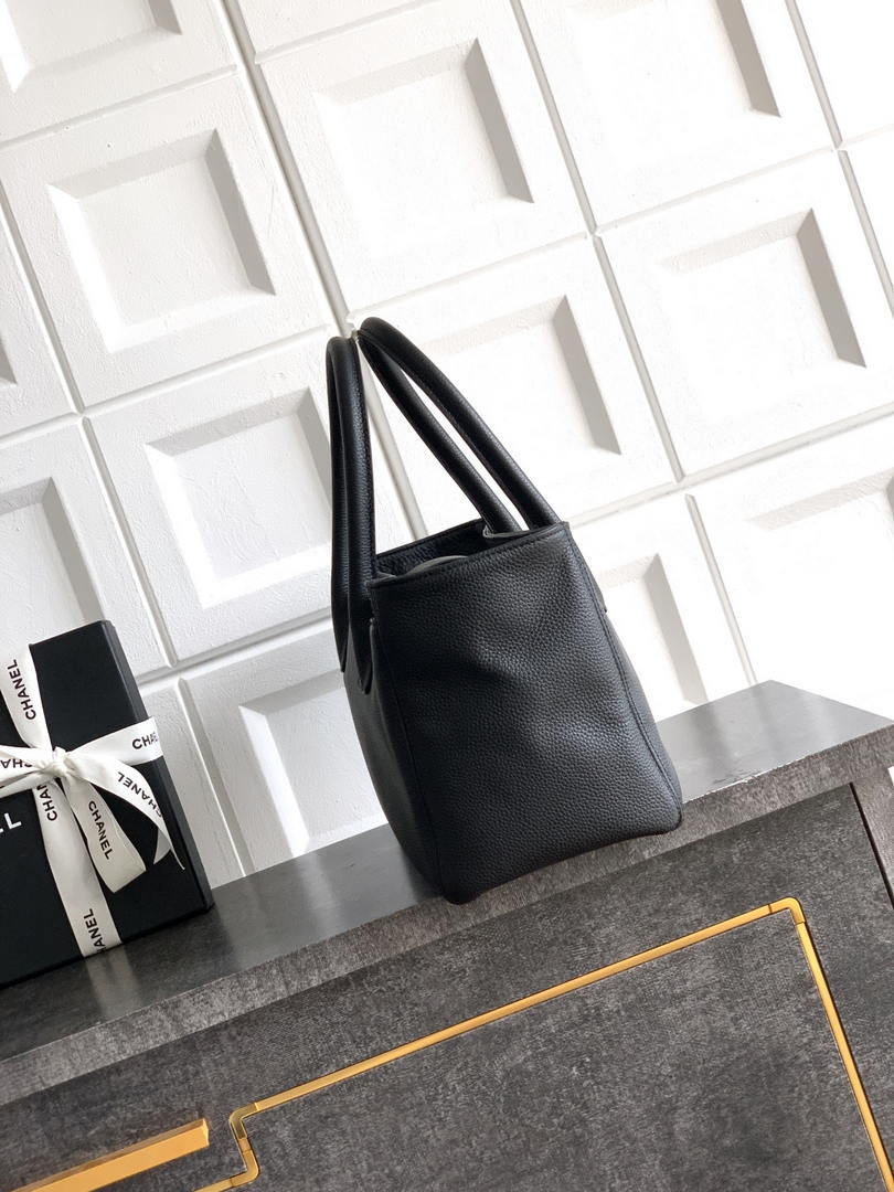 Chanel AS6055 Cerf Leather Exterior Small Tote Bags Bag Black