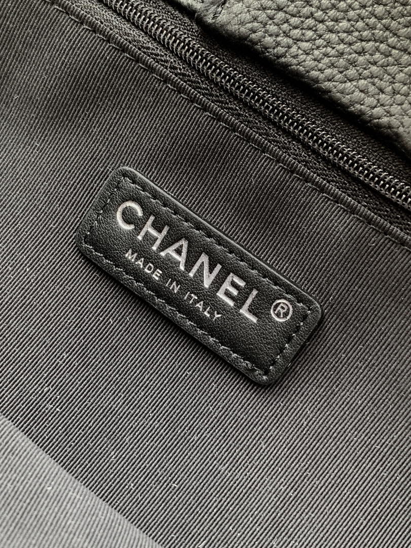 Chanel AS6055 Cerf Leather Exterior Small Tote Bags Bag Black Silver