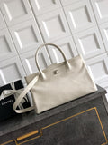 Chanel AS6056 Cerf Leather Exterior Medium Tote Bags White